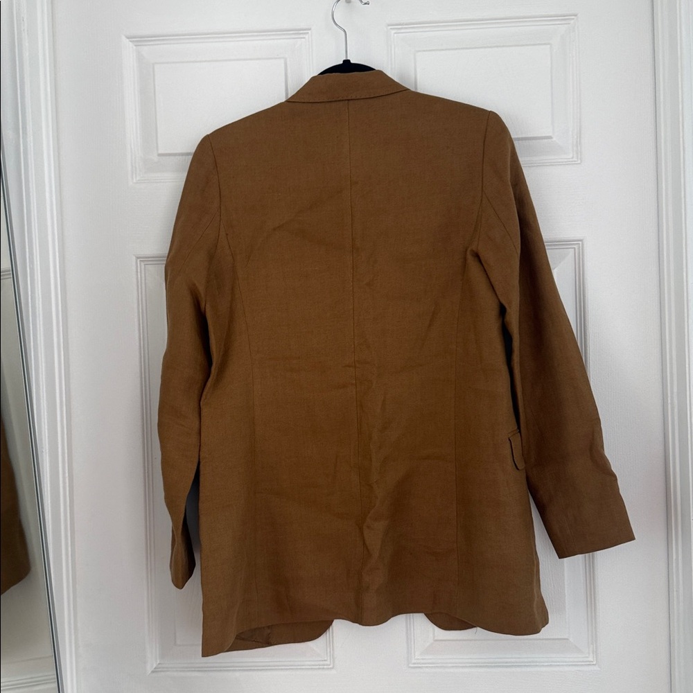 Massimo Dutti Linen Tan Single-Button Blazer - Picture 6 of 7